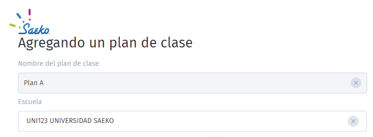 Agregar plan de clases